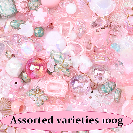 100 г 10 стиля прозрачных акриловых бусин OACR-YW0002-65B-1