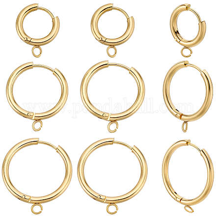 12 шт. 3 стиля фурнитуры для сережек-колец из нержавеющей стали 201 STAS-BBC0004-91G-1