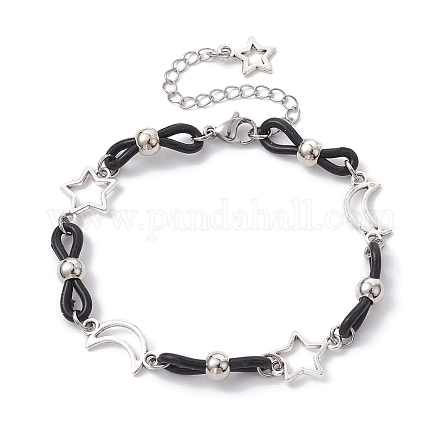 Bracelets à maillons en alliage et silicone BJEW-JB09984-02-1