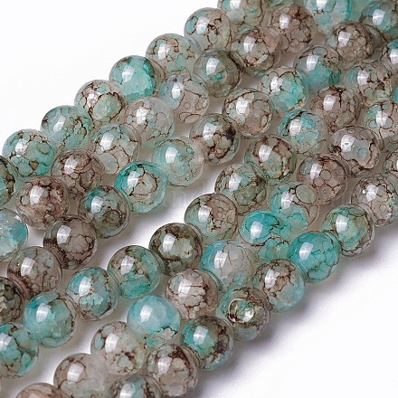 Spray Painted Glass Beads Strands X-GLAA-A038-C-48-1