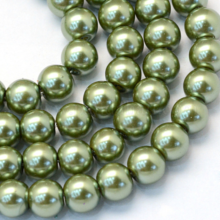 Backen gemalt pearlized Glasperlen runden Perle Stränge X-HY-Q003-4mm-49-1