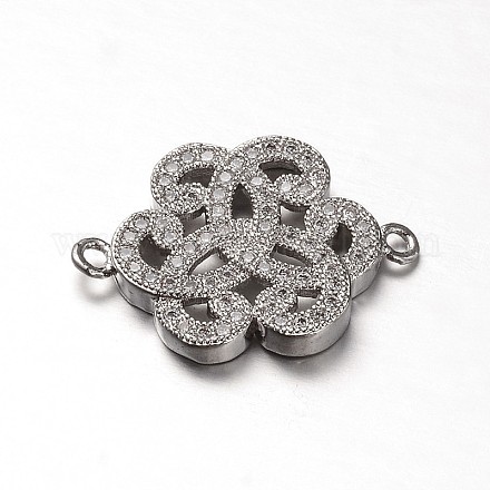 Chinese Knot Brass Micro Pave Cubic Zirconia Links ZIRC-M079-06-1