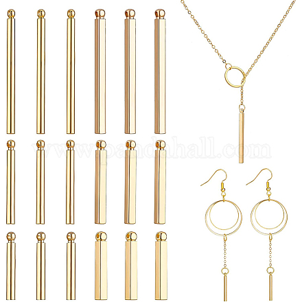 BENECREAT 36Pcs 18K Gold Plated Brass Bar Pendants KK-BC0008-07-1