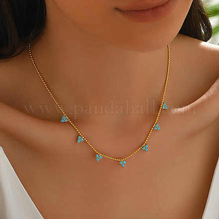 Серебряное ожерелье с подвеской в виде треугольника из голубого циркония S925 для женщин ZJ0502-1