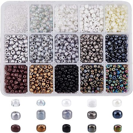 PandaHall 1 Box 15 Color 6/0 Glass Seed Beads 4mm (About 5850pcs/box)