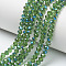Electroplate Glass Beads Strands, Half Plated, Blue Plated, Faceted, Rondelle, Green, 3.5x3mm, Hole: 0.4mm, about 123~127pcs/strand, 13.7~14.1 inch(35~36cm)