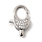 Brass Clear Cubic Zirconia Lobster Claw Clasps, Oval, Platinum, 21x12.5x5mm, Hole: 5x2mm