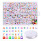 DIY 26 Letter Acrylic Beads Stretch Bracelets Kits for Children's Day, Including 1200Pcs Opaque & Transparent Letter Beads, Elastic Crystal Thread, Cube, Mixed Color, 5.5~6x5.5~6x5.5~6mm, Hole: 3mm