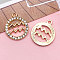 Zinc Alloy Crystal Rhinestone Pendants, Flat Round, Constellation, Light Gold, Aquarius, 21x18mm