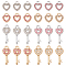 32Pcs 8 Styles Alloy Rhinestone Heart Pendants, Mixed Color, 13~25x11x1.5~2mm, Hole: 2~2.5x2.5~3.5mm, 4pcs/style
