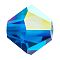 Preciosa® Crystal Beads, Czech Crystal, Bicone(451 69 302 Rondelle), 60310 200 Capri Blue AB, 5mm, Hole: 1mm