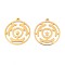 304 Stainless Steel Pendants, Flat Round with Chakra Charm, Ion Plating(IP), Real 18K Gold Plated, 27.5x25x1.5mm, Hole: 1.6mm