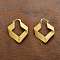 Textured Rhombus Brass Hoop Earrings for Women, Real 22K Gold Plated, 39.5x32.5x8mm