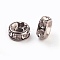 Brass Rhinestone Spacer Beads, Cadmium Free & Lead Free, Grade A, Straight Flange, Gunmetal, Rondelle, Crystal, 6x3mm, Hole: 1mm