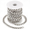 5M Aluminium Curb Chains, with Spool, Unwelded, Faceted, Platinum, 12x9x3.5mm