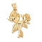 304 Stainless Steel Pendants,  Rose Flower, Manual Polishing, Ion Plating(IP), Real 18K Gold Plated, 42.5x30.5x5.5mm, Hole: 5x7.5mm