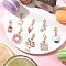 8Pcs Dessert Alloy Enamel Pendant Decorations, with Zinc Alloy Lobster Claw Clasps, Golden, Mixed Color, 29~41mm