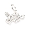 925 Sterling Silver Flower Charms with Jump Rings, Silver, 6x10x2mm
