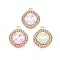 Alloy Glass Pendants, with Rhinestone, Cadmium Free & Lead Free, Rhombus Charms, Mixed Color, 21x18x6.5mm, Hole: 1.6mm