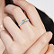 Brass Micro Pave Cubic Zirconia Finger Rings for Women, Square with Word Forever Love, Platinum, US Size 8(18.1mm)
