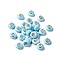 Opaque Resin European Beads, Large Hole Beads, Rondelle with Silver Color Plated Brass Cores, Deep Sky Blue, 14x7.5mm, Hole: 5mm