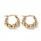 201 Stainless Steel Round Beaded Hoop Earrings with 304 Stainless Steel Pins for Women, Golden, 20x18x5mm, Pin: 0.7~0.8x1~1.5mm
