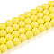 Baking Painted Opaque Glass Beads Strands, Round, Yellow, 8~8.5mm, Hole: 1mm, about 50~51pcs/strand, 14.76~15.16''(37.5~38.5cm)