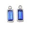 304 Stainless Steel Charm, with Glass, Rectangle, Royal Blue, 11x4.5x3.5mm, Hole: 1.4mm