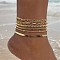 Alloy Chain Anklets Sets for Women, Golden, 9-7/8 inch(25cm), 6pcs/set
