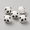 Handmade Porcelain Beads, Panda, White, 11x11.5x11mm, Hole: 2mm