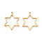 201 Stainless Steel Pendants, Real 18K Gold Plated, Ion Plating(IP), Star, 37.8x29.8x3mm, Hole: 2.2mm
