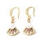 Colorful Cubic Zirconia Fan Dangle Earrings with Natural Pearl Beaded, Rack Plating Brass for Women, Golden, 30mm, Pin: 0.8mm