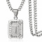 Rectangle with Letter Pattern 304 Stainless Steel Pendant Necklaces, Stainless Steel Color, Letter T, 21.65 inch(55cm)