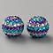Resin Rhinestone Beads, Round with Stripe Pattern, for DIY Pen Making Jewelry Supplies, Purple Velvet, 20x19mm, Hole: 2.5mm