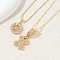 2Pcs 2 Styles Brass Pave Clear Cubic Zirconia Initial Pendant Necklace Sets, Golden, Letter X, 17.72 inch(45cm), 1pc/style
