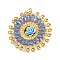 304 Stainless Steel and Resin Flower Pendants, with Acrylic Beads, Cornflower Blue, 40.5x37.5x7.5mm, Hole: 1.6mm