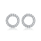 Elegant and Chic S925 Silver Diamond Circle Stud Earrings, Silver, 10x10mm