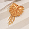 Elegant Alloy Tassel Brooches for Clothing, Butterfly with Heart, Real 18K Gold Plated, 56x110mm