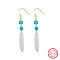 Synthetic Turquoise & Natural Baroque Freshwater Pearl & 925 Sterling Silver Dangle Earrings for Women, Oval, Real 14K Gold Filled, 50x6.5mm