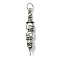 316 Surgical Stainless Steel Big Pendants, with Jump Ring, Sword with Skull Charm, Antique Silver, 56x9.5x10mm, Hole: 7mm