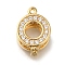 Brass Twister Clasps, Micro Pave Clear Cubic Zirconia, Ring, Real 18K Gold Plated, 18x12.5x7.5mm, Hole: 1.2mm, Inner Diameter: 6mm