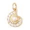 Brass Rhinestone Pendants, Plastic Pearl with Jump Ring, Conch, Real 14K Gold Plated, 13x10x5mm, Hole: 3mm