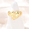 Brass Micro Pave Cubic Zirconia Adjustable Cuff Rings, Heart, with ABS Plastic Imitation Pearl, Rack Plating, Long-Lasting Plated, Cadmium Free & Lead Free, Real 18K Gold Plated, Inner Diameter: Adjustable