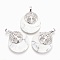 Natural Howlite Pendants, with Platinum Tone Brass Findings, Flat Round with Tree of Life, 32.5~33x27.5~28x5~6mm, Hole: 5x7mm
