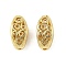 Brass Hollow Oval Beads, Ion Plating(IP), Long-Lasting Plated, Lead Free & Cadmium Free, Golden, 12.5x6x6mm, Hole: 1.3mm