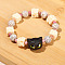 Natural Bodhi Wood Beads Stretch Bracelets, Cat Shape, Inner Diameter: 2-1/8 inch(5.5cm)