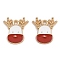 Christmas Theme Alloy Enamel Pendants, Cadmium Free & Lead Free, Light Gold, Deer, 14.5x13.5x1.5mm, Hole: 1.5mm
