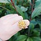 Ethnic Retro Style Flower Alloy Cuff Rings, Golden, Inner Diameter: Adjustable