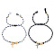 2Pcs 304 Stainless Steel Heart & Religious Cross Couple Bracelet Set, Adjustable His & Hers Bracelets, Golden, Mixed Color, 11.02 inch(28cm)