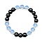 Opalite & Glass Natural Black Obsidian Round Beads Stretch Bracelets for Wome, with Alloy, Inner Diameter: 7-1/2 inch(19cm)
